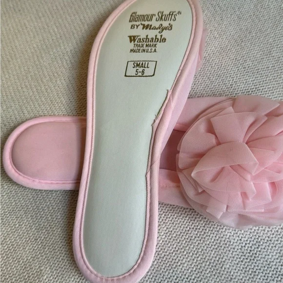 Vintage Madye's Pink Ruffle Glamour Skuffs Slippers Boudoir Size Small 5-6 WOW - Picture 6 of 12